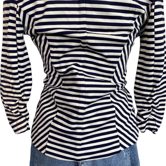 Body Central Striped Blazer Button White Navy Blue Blazer Coat Size S - Picture 10 of 10